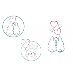 Stickdatei - Hasenpaar Doodle